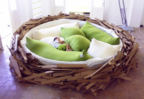 cama infantil original redonda en forma de nido de pájaro