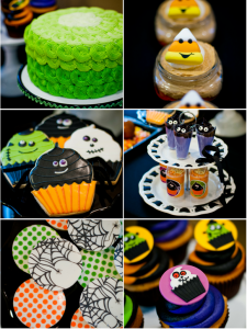 tarta, cupcakes y galletas para halloween