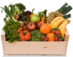 cesta fruta y verdura fresca