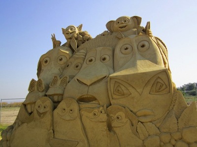 figura de arena con los personajes de madagascar