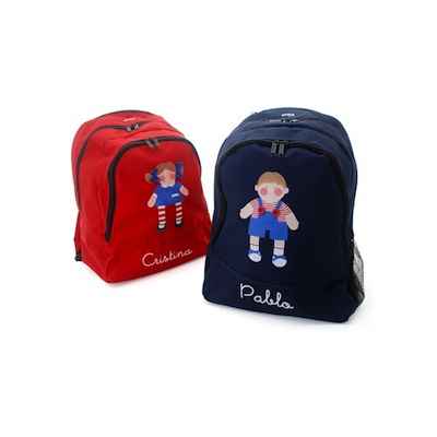 Mochila escolar personalizada roja para niña y azul para niño