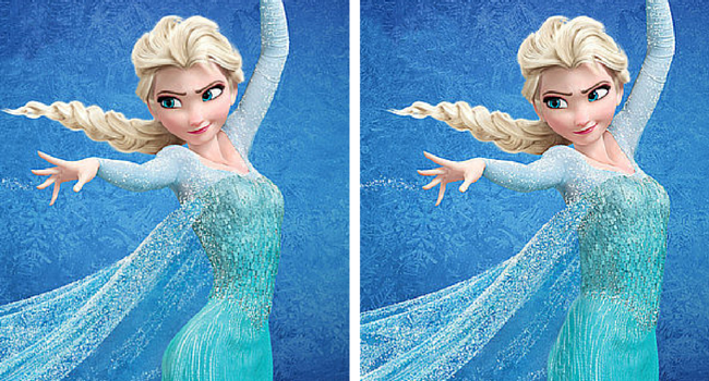 Elsa imagen de Disney e imagen de BuzzFeed/Loryn Brantz/Walt Disney Studios