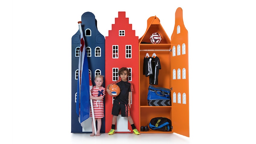 armarios infantiles colores azul rojo naranja