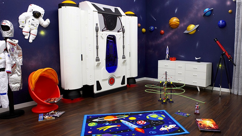 decoracion habitacion infantil cama nave espacial
