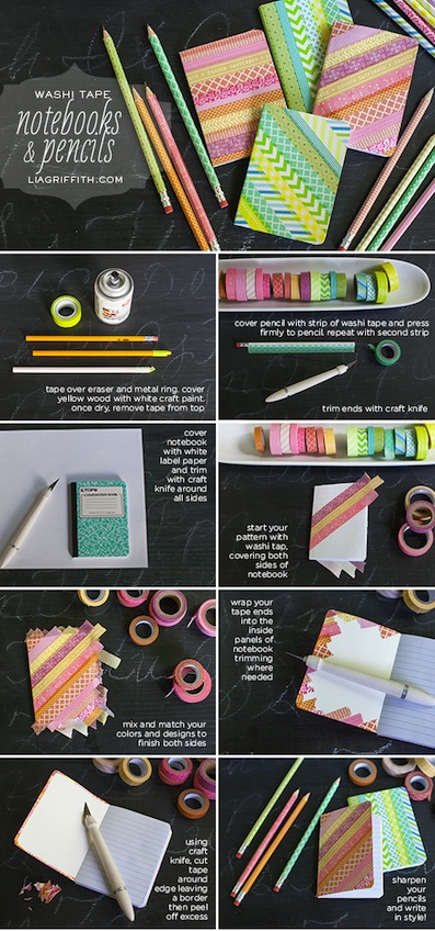 Cómo decorar lápices y cuadernos con washi tape