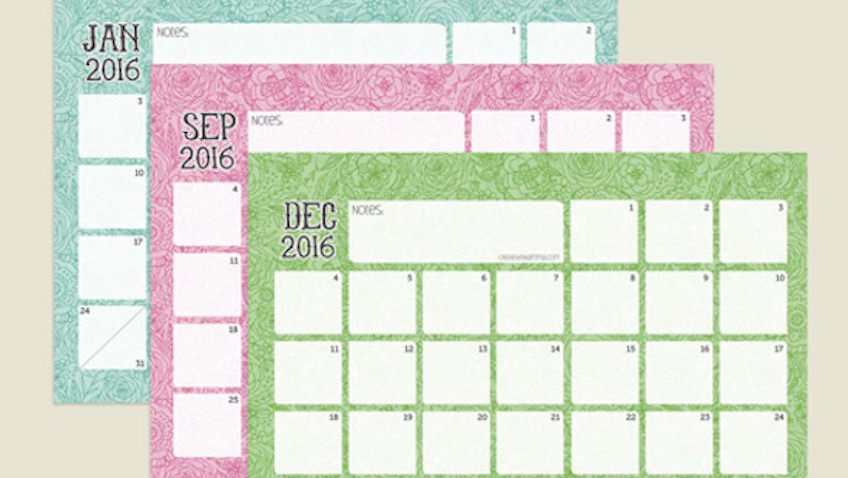 Calendarios 2016 para imprimir gratis