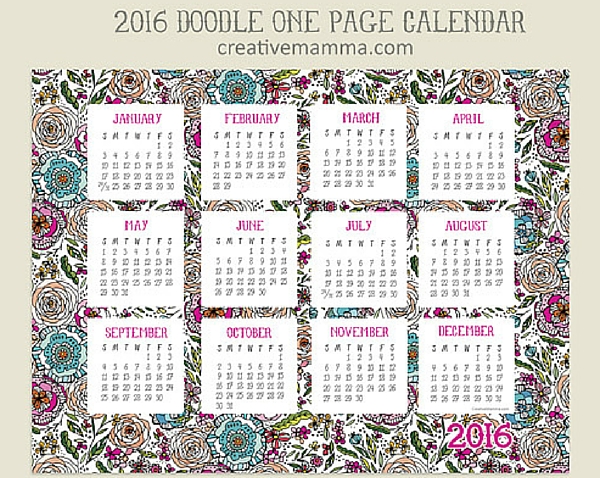Calendario año 2016 para imprimir