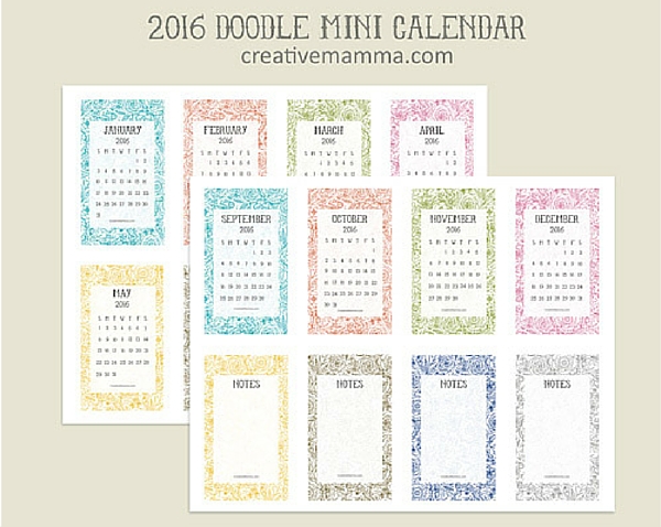Calendario 2016 para imprimir