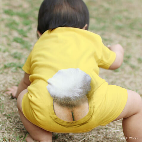 Body para bebé amarillo con cola de conejo