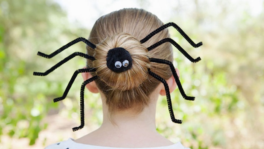 Peinado de halloween para niña araña con ligas y dona  YouTube