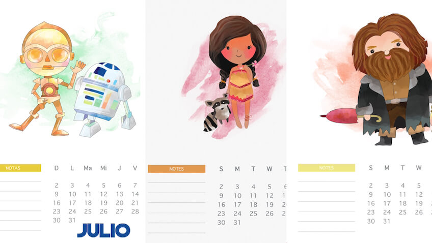 3 calendarios de julio para imprimir a los niñ@s