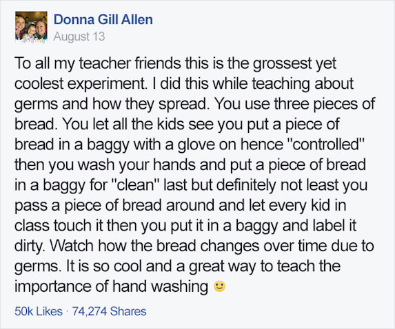 lavar manos experimento pan molde
