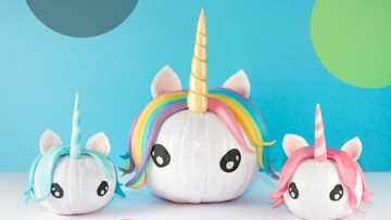 Calabazas decoradas de unicornios para Halloween
