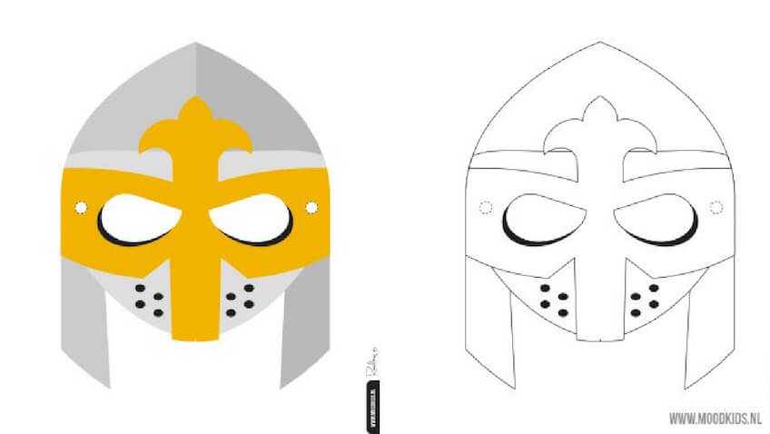 Máscaras para Carnaval de Caballero Medieval para imprimir