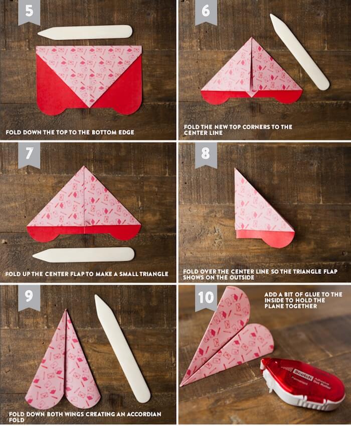 Cómo hacer aviones de papel con forma de corazón, tutorial paso a paso