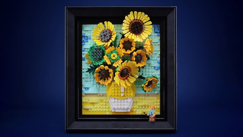Los girasoles de Van Gogh hechos de Lego