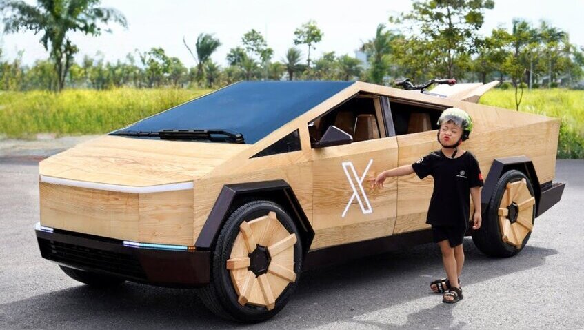 Tesla Cybertruck hecho de madera
