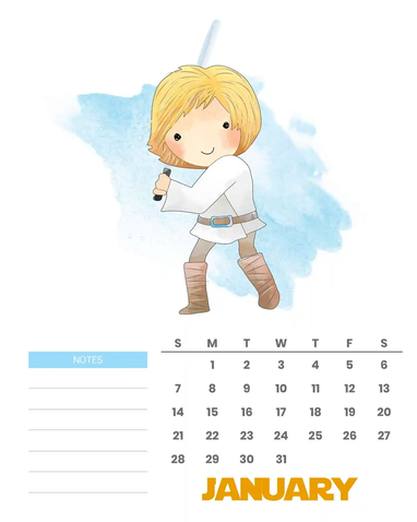 Calendario infantil 2024 Star Wars